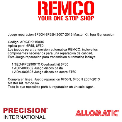 Juego reparacion 6F50N 6F55N 2007-2013 Master Kit 1era Generacion