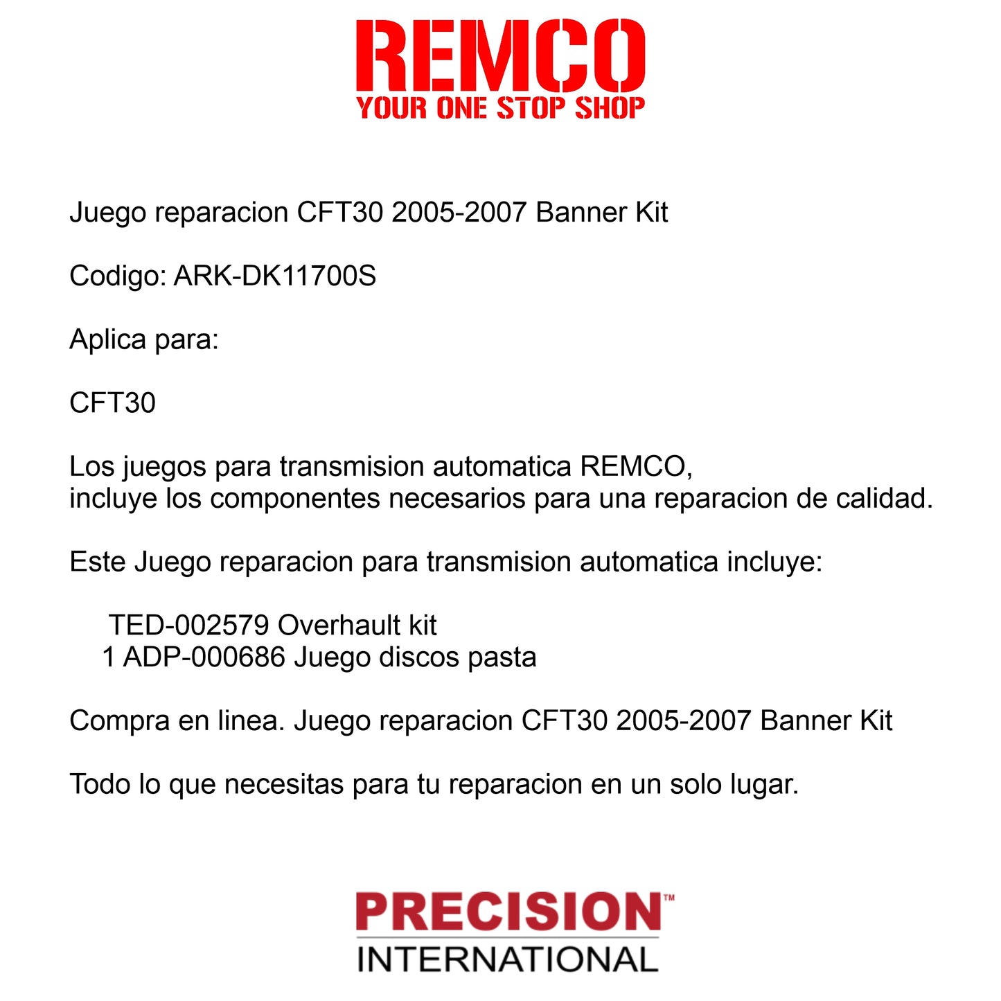 Juego reparacion CFT30 2005-2007 Banner Kit