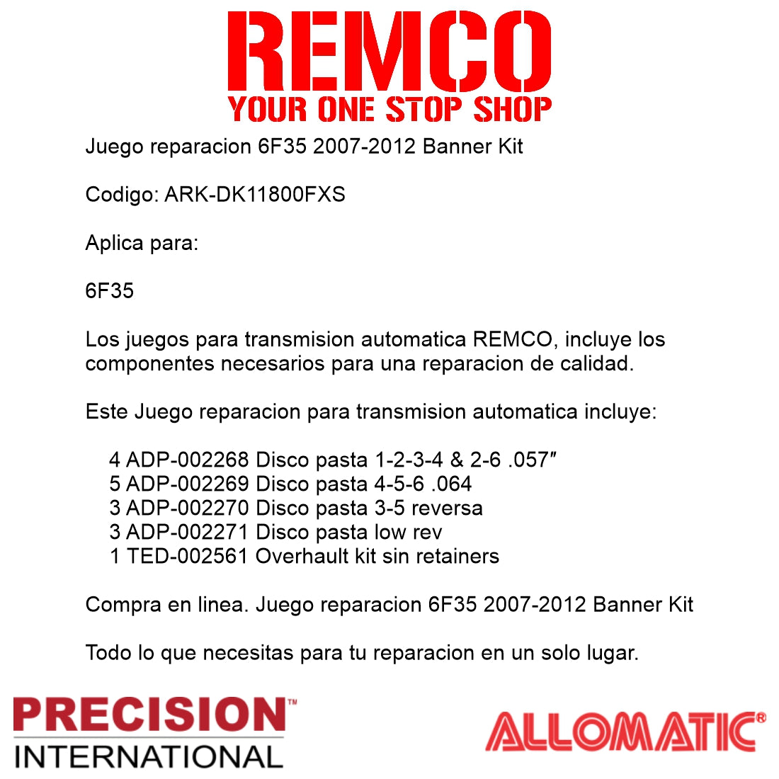 Juego reparacion 6F35 2007-2012 Banner Kit