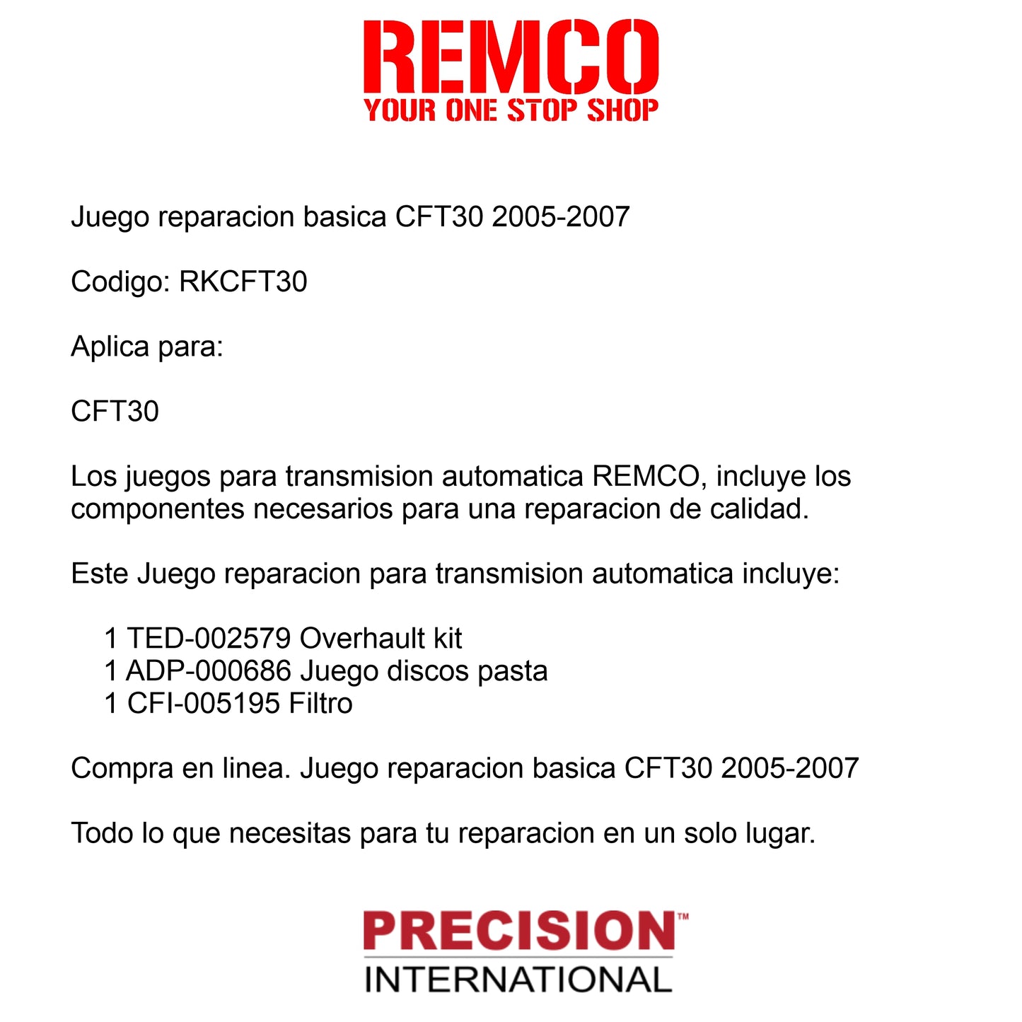 Juego reparacion basica CFT30 2005-2007