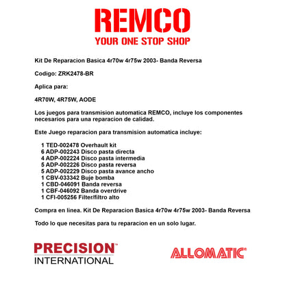 Kit De Reparacion Basica 4r70w 4r75w 2003- Banda Reversa