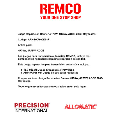 Juego Reparacion Banner 4R70W, 4R75W, AODE 2003- Raybestos